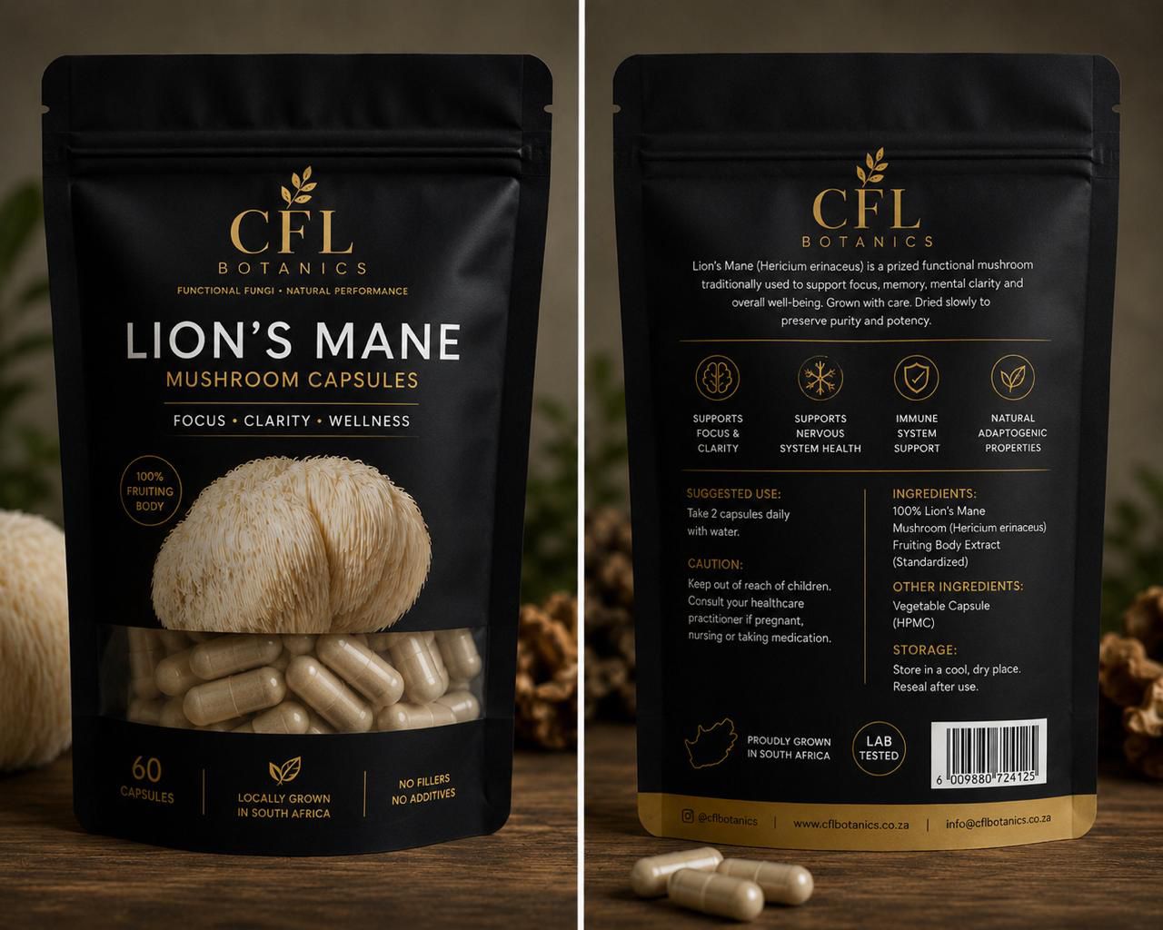 CFL Botanics Lion's Mane Mushroom Capsules (60 Count)